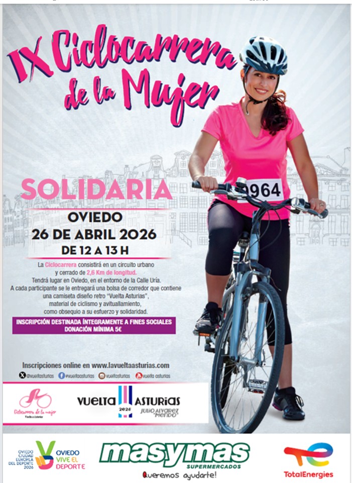 IX Ciclocarrera de la Mujer Oviedo 26 abril 2026 evento solidario Vuelta Asturias